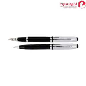 ست خودکار و خودنویس یوروپن مدل Fort طرح نیمه مشکی استیل