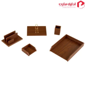 ست رومیزی مدیریتی 5 تیکه قائم کد 205 رنگ قهوه ای