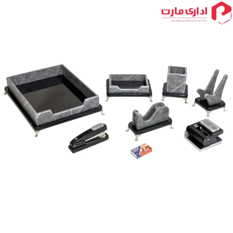 ست رومیزی مدیریتی 8 تیکه قائم کد 308AP رنگ طوسی سنگی