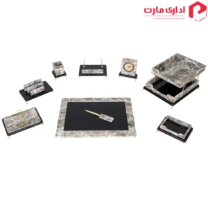 ست رومیزی مدیریتی 10 تیکه قائم کد 310P طرح سنگ روشن هایگلاس