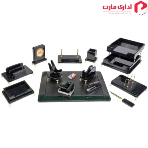 ست رومیزی مدیریتی 15 تیکه قائم کد 315P رنگ مشکی هایگلاس
