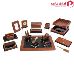 ست رومیزی مدیریتی 17 تیکه قائم کد 317P رنگ قهوه ای